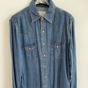 Ryan Michaels Pearl Snap Denim Men’s Shirt Large